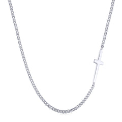 Silver Side Cross Necklace