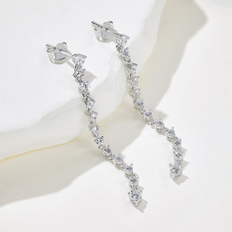 Silver Cascade Drop Earrings