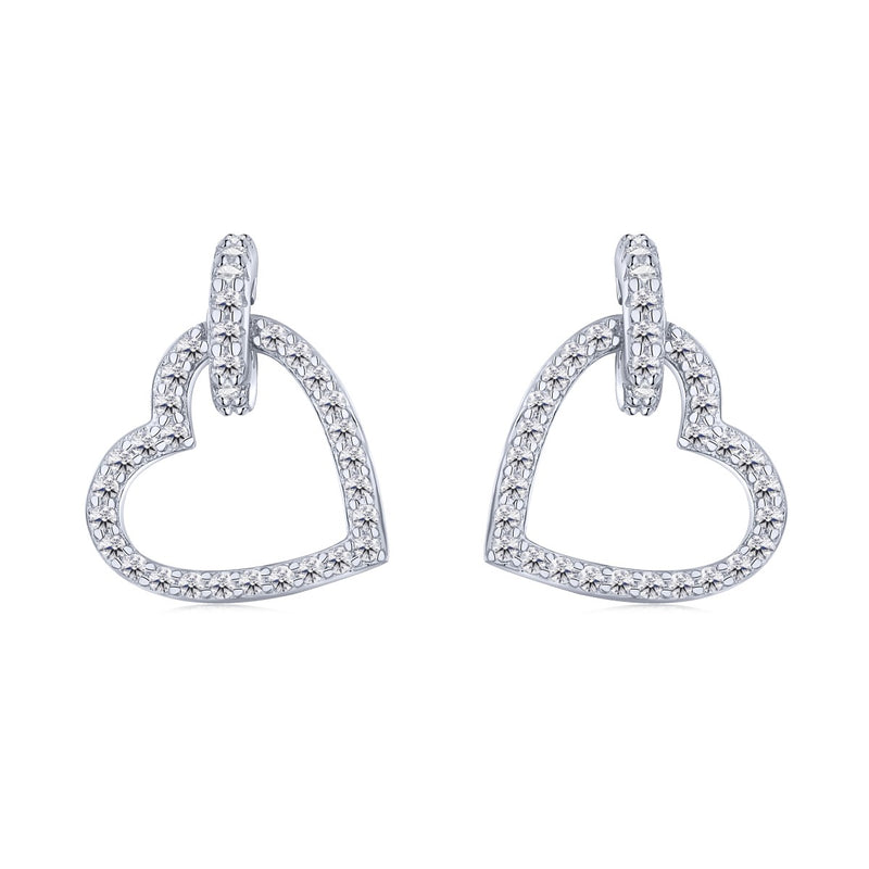 Diamond Heart Hoop Earrings