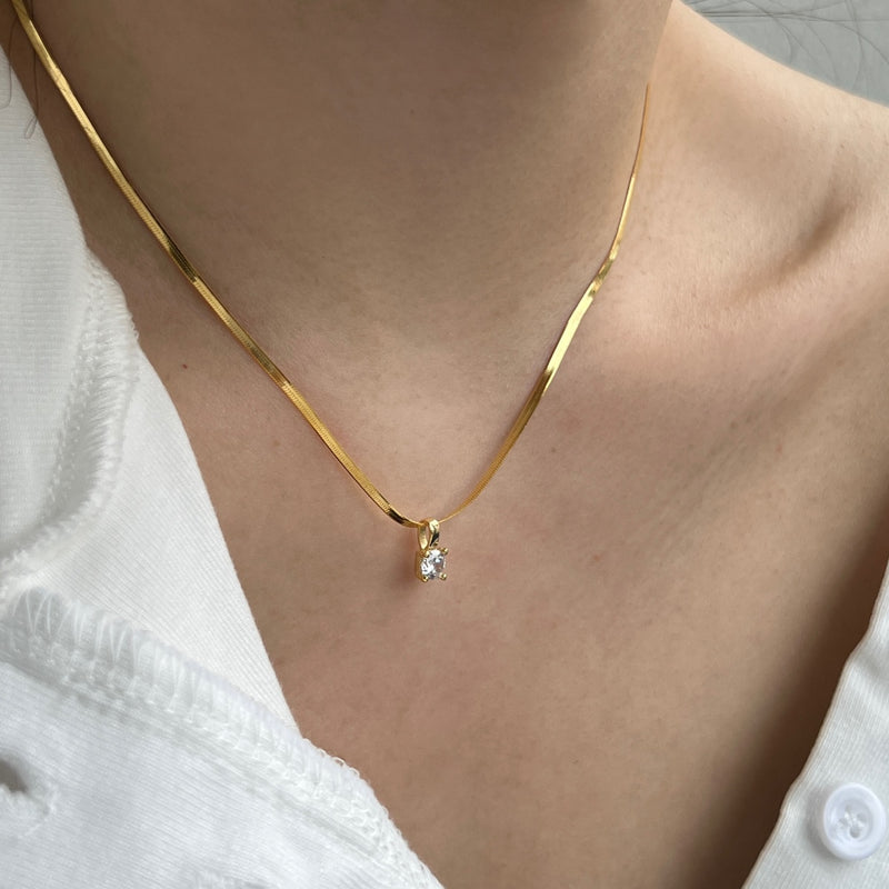 Radiant Gold Solitaire Necklace