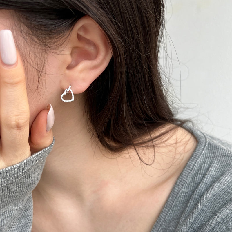 Diamond Heart Hoop Earrings