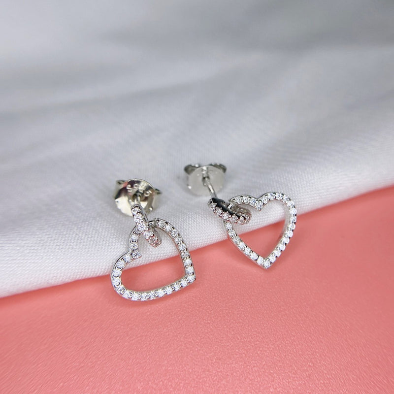 Diamond Heart Hoop Earrings