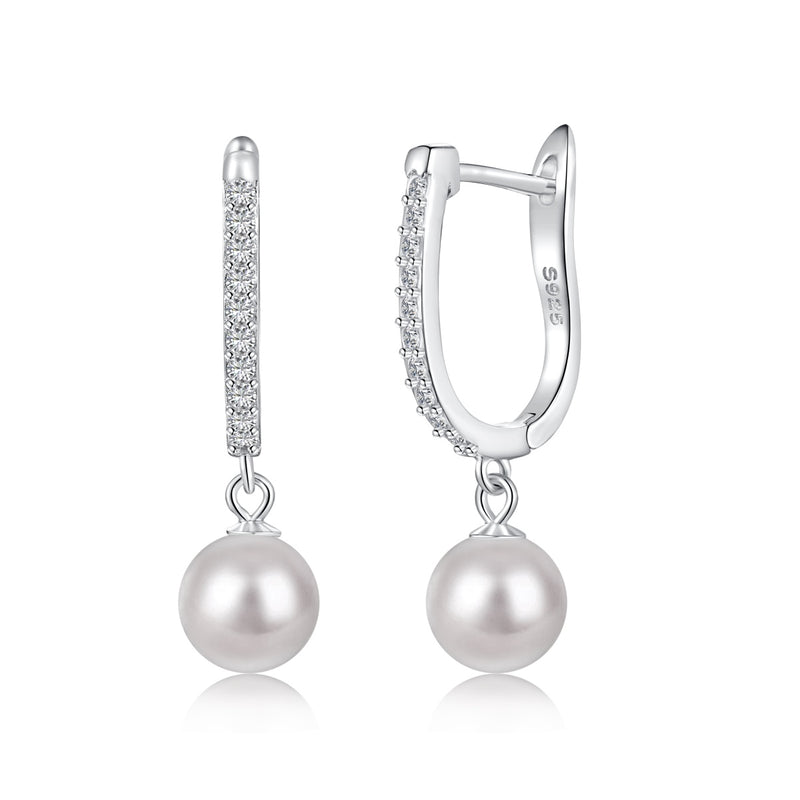 Pearl and Zircon Drop Earrings