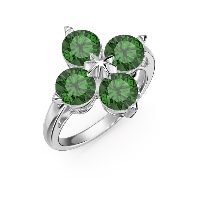 Tri-Color Clover Cluster Ring