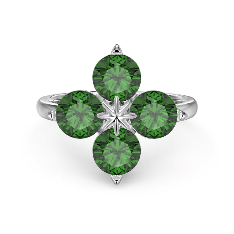 Tri-Color Clover Cluster Ring