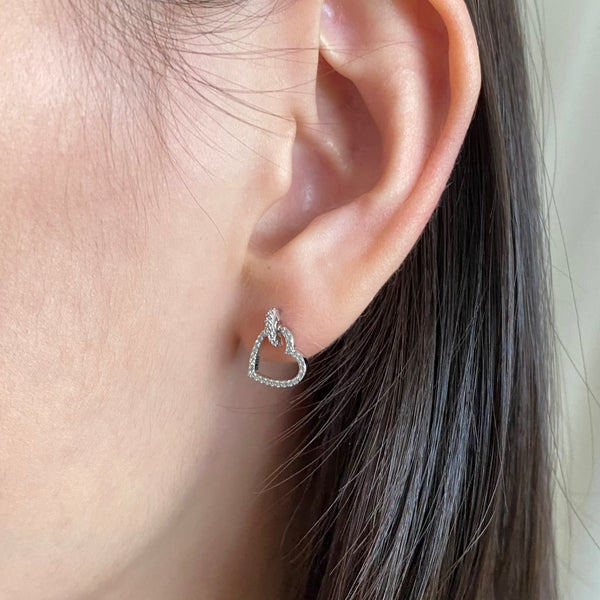 Diamond Heart Hoop Earrings