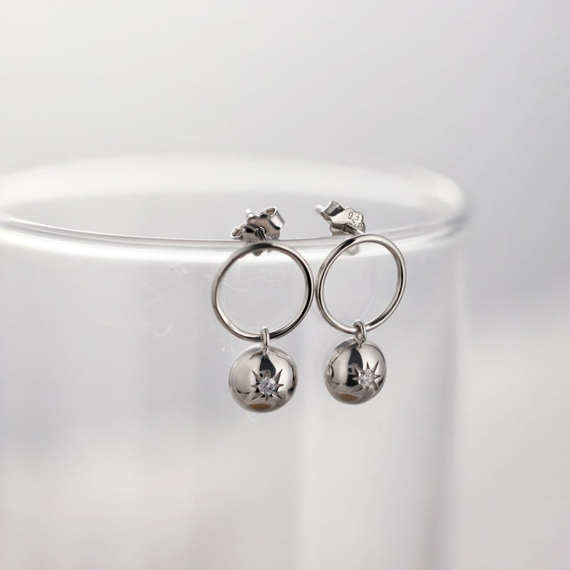 Starry Silver Charm Earrings