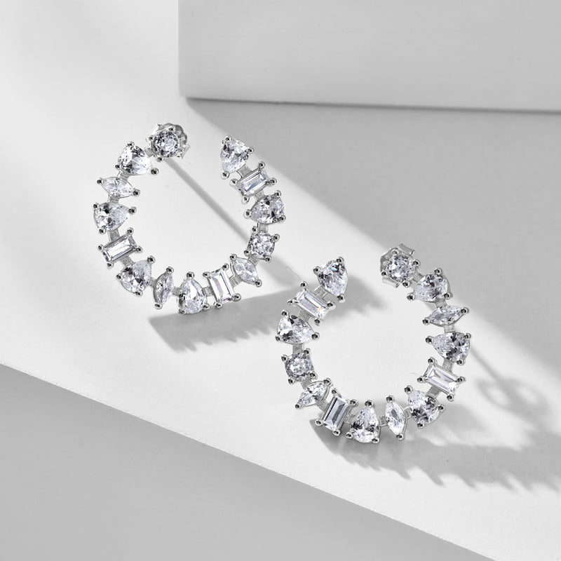 Radiant Pear-Shaped Zircon Hoop Earrings