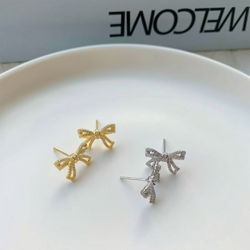 Elegant Bow Diamond Earrings