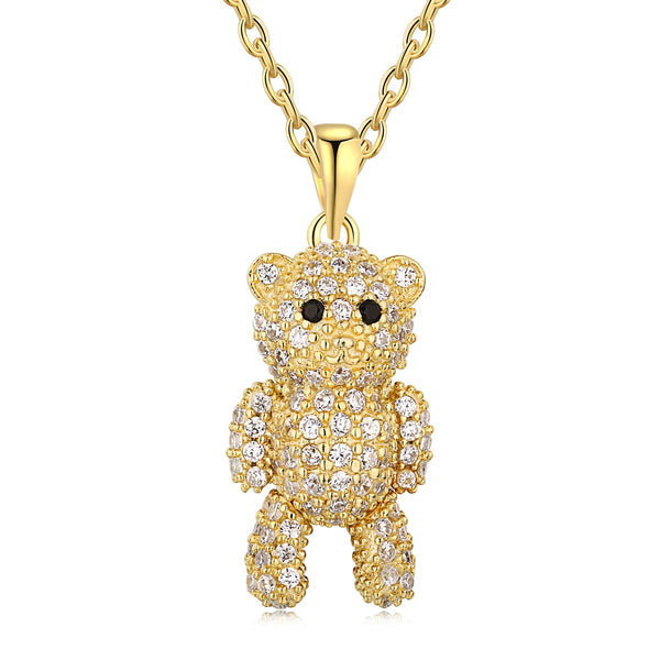 Sparkling Teddy Bear Pendant Necklace