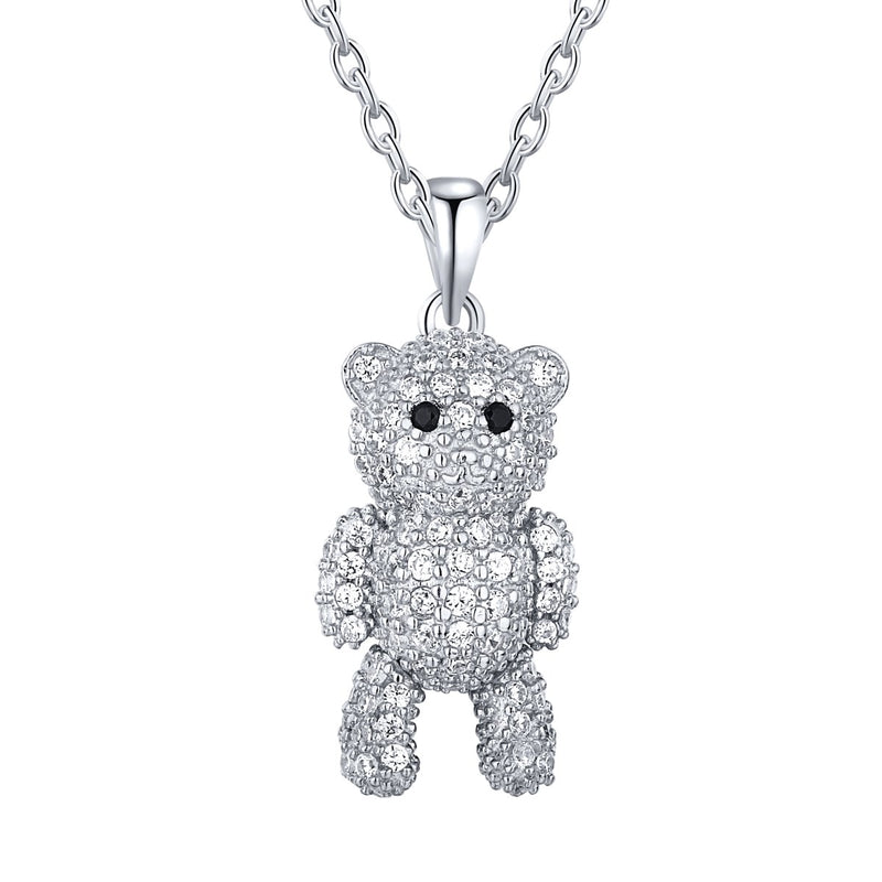 Sparkling Teddy Bear Pendant Necklace