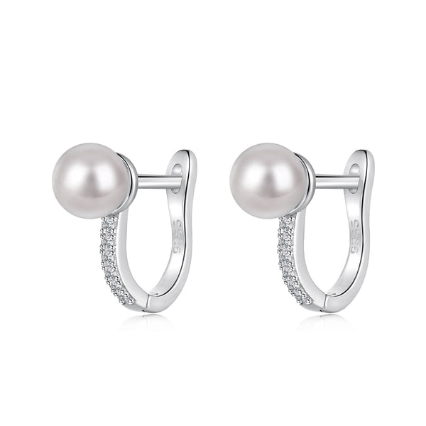 Pearl and Zircon Hoop Earrings