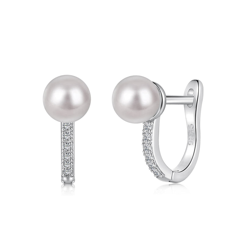 Pearl and Zircon Hoop Earrings