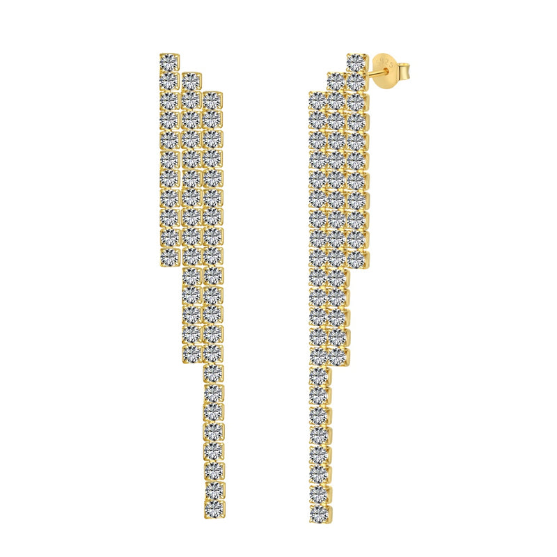 Multi-Row Crystal Drop Earrings