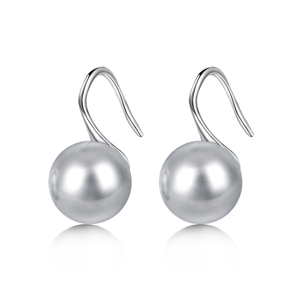 Silver Shell Pearl Drop Earrings