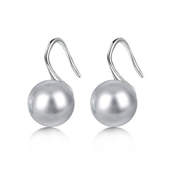 Silver Shell Pearl Drop Earrings