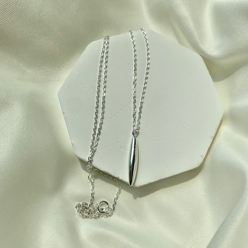 Sleek Silver Drop Necklace