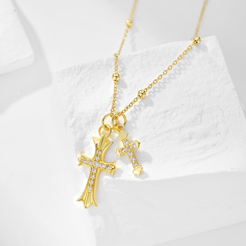 Regal Cross Duo Necklace