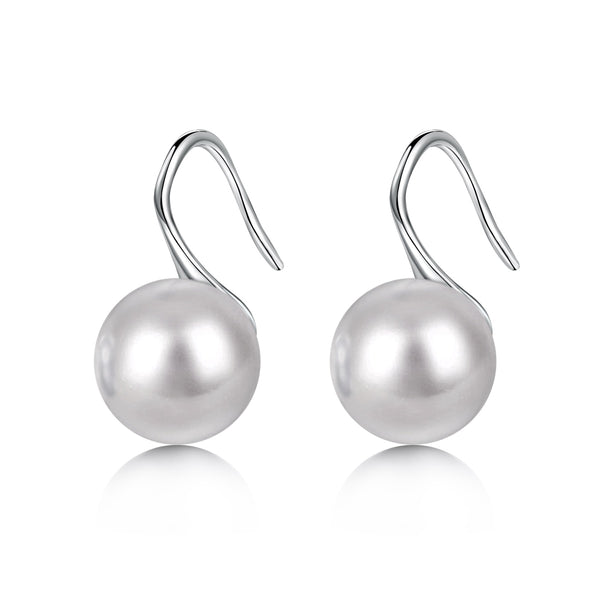 Silver Shell Pearl Drop Earrings