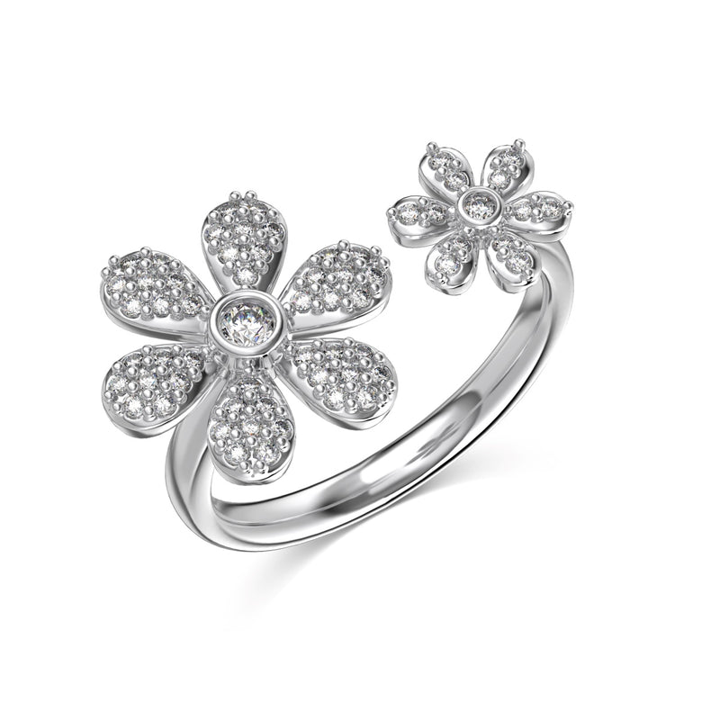 Floral Elegance Zircon Ring