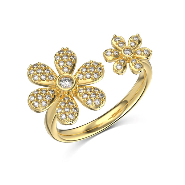 Floral Elegance Zircon Ring