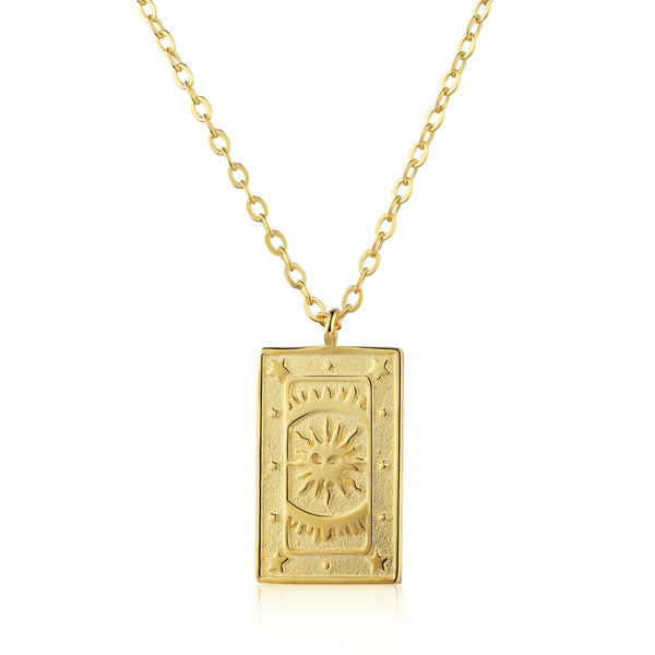 Gold and Silver Sun Pendant Necklace