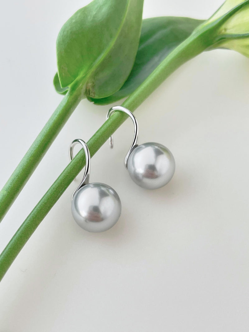 Silver Shell Pearl Drop Earrings