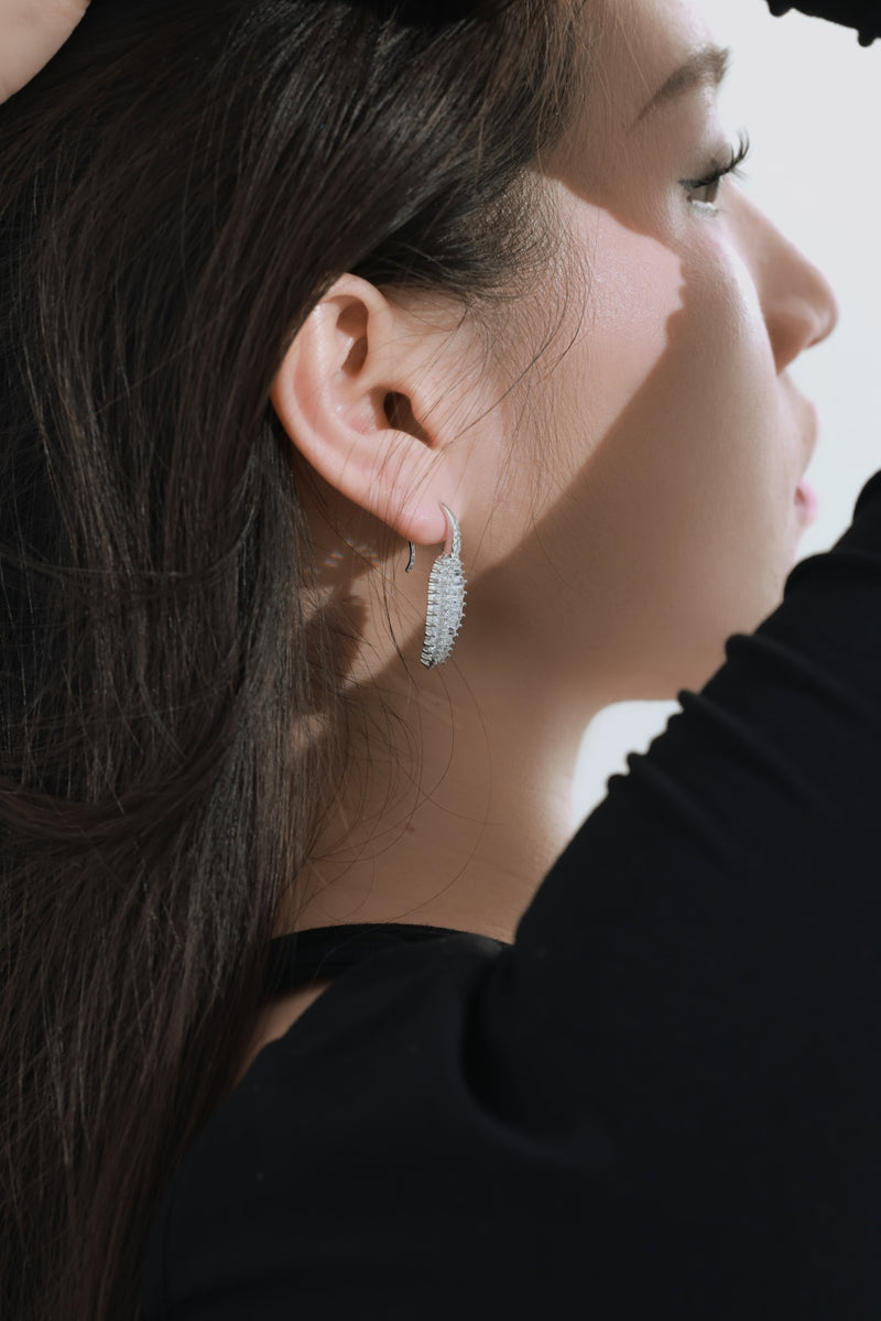 Baguette Leaf Drop Earrings