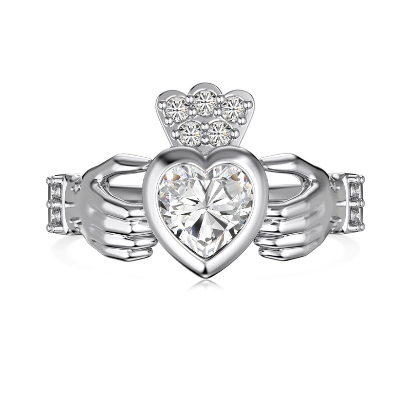 Heart Claddagh Zircon Ring