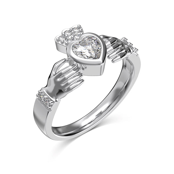 Heart Claddagh Zircon Ring