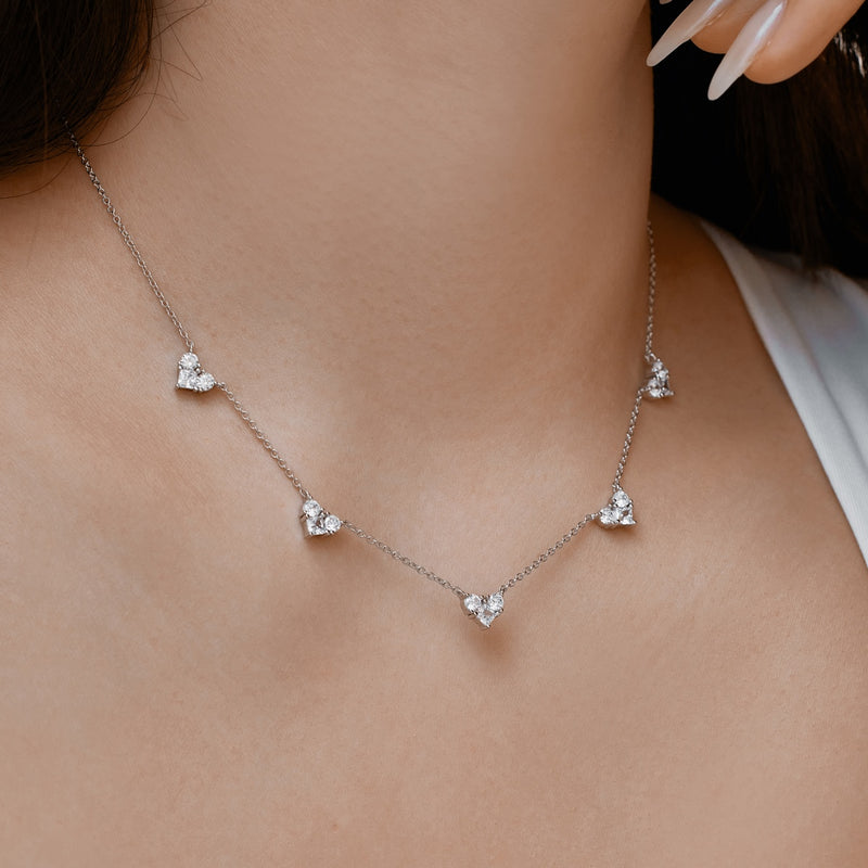 Tri-Heart Gem Necklace