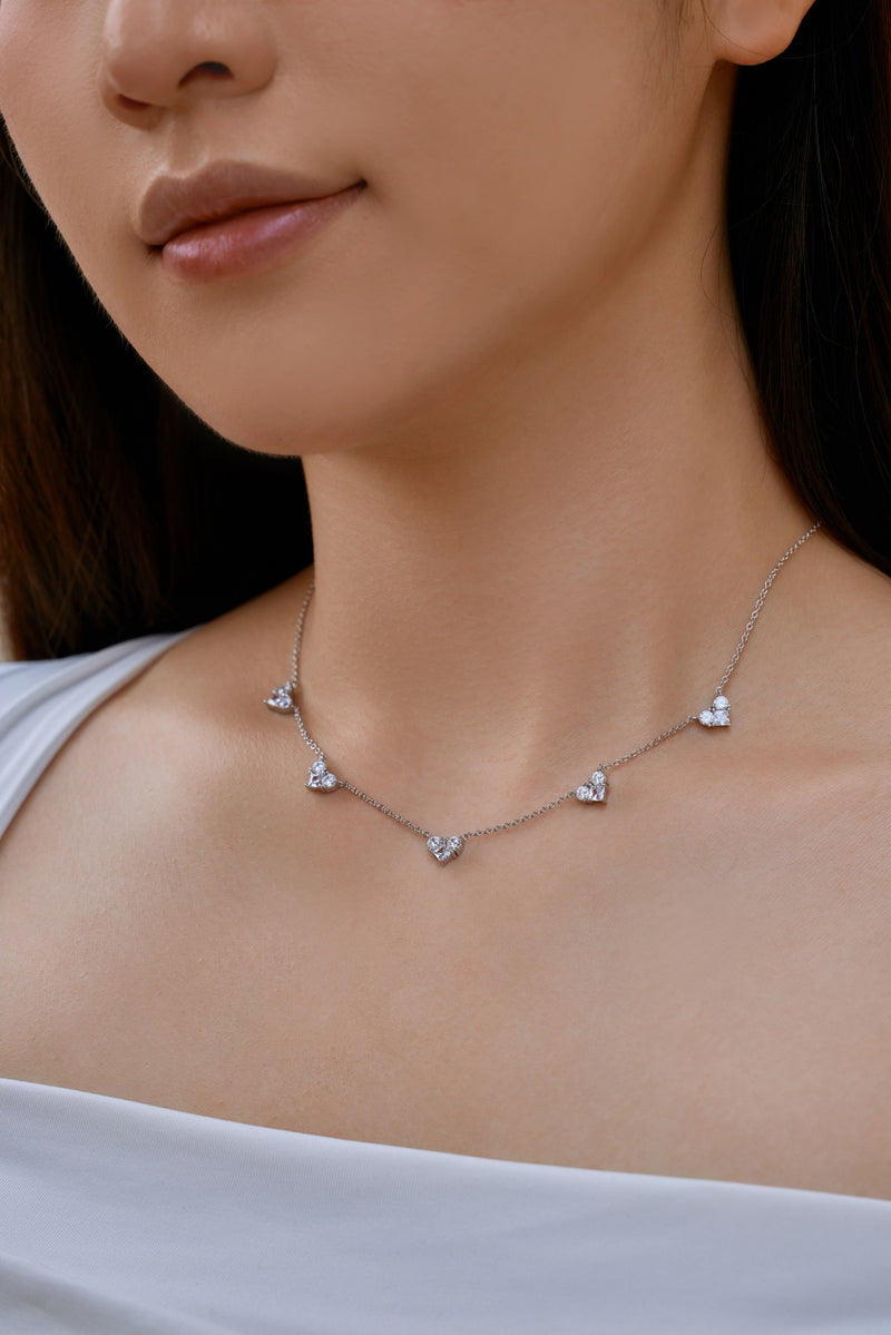 Tri-Heart Gem Necklace