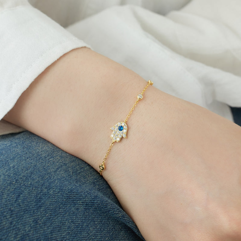 Golden Hamsa Charm Bracelet