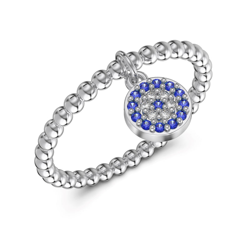 Beaded Zircon Charm Ring