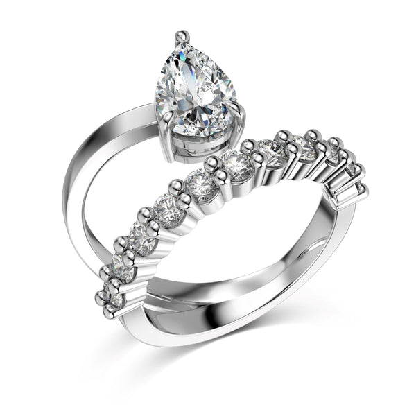 Elegant Pear Halo Ring