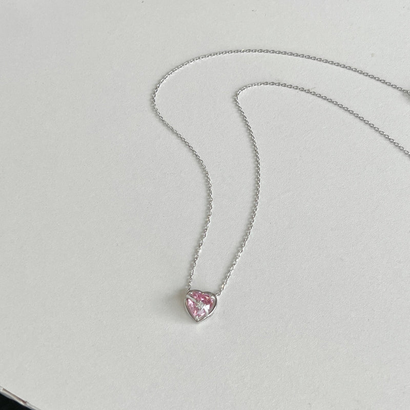 Pink Heart Glow Necklace