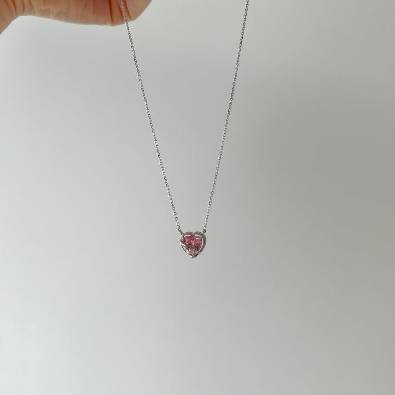 Pink Heart Glow Necklace