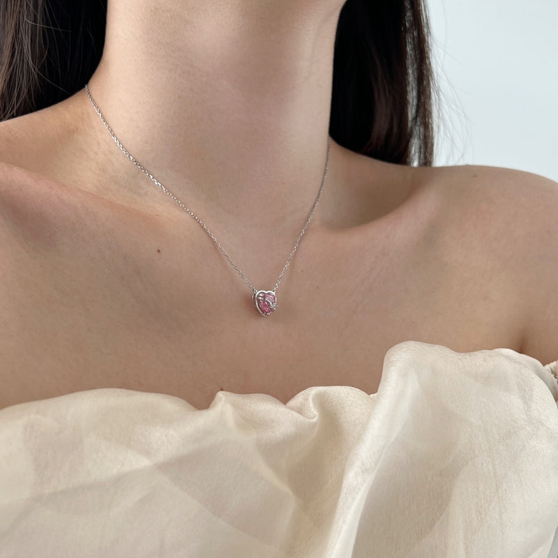 Pink Heart Glow Necklace