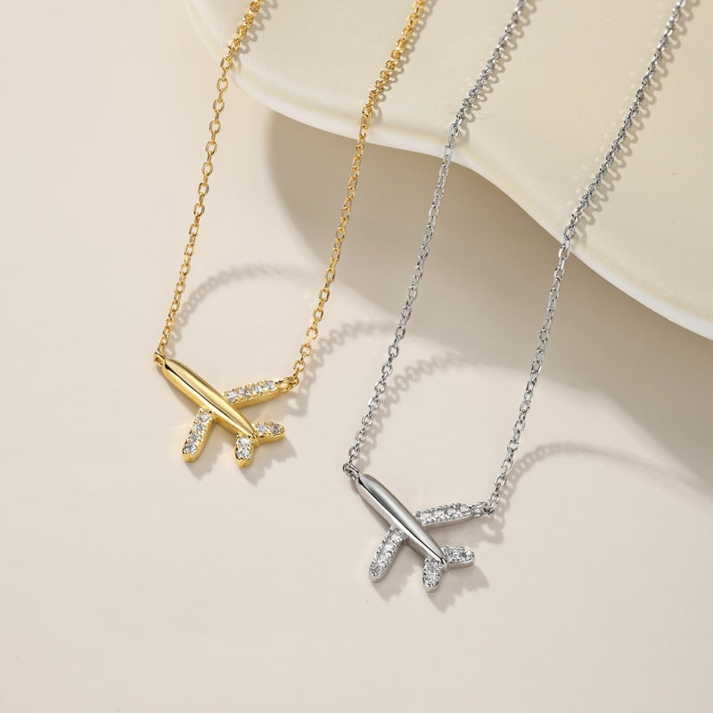 Glittering Airplane Necklace