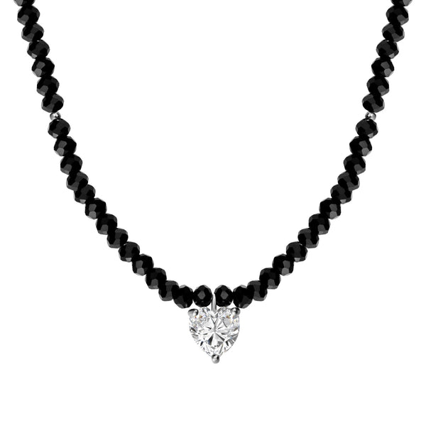 Onyx Heart Charm Necklace