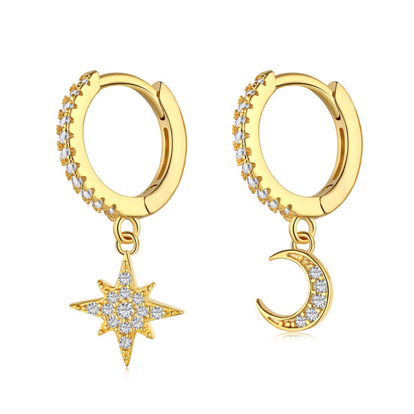 Celestial Star &amp; Moon Dangle Earrings