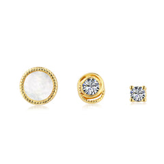 Gold and Silver Stud Earrings Set