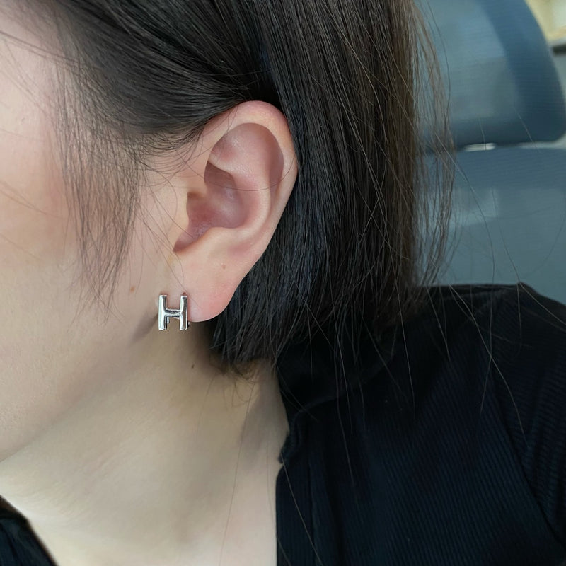 Modern Initial Hoop Earrings