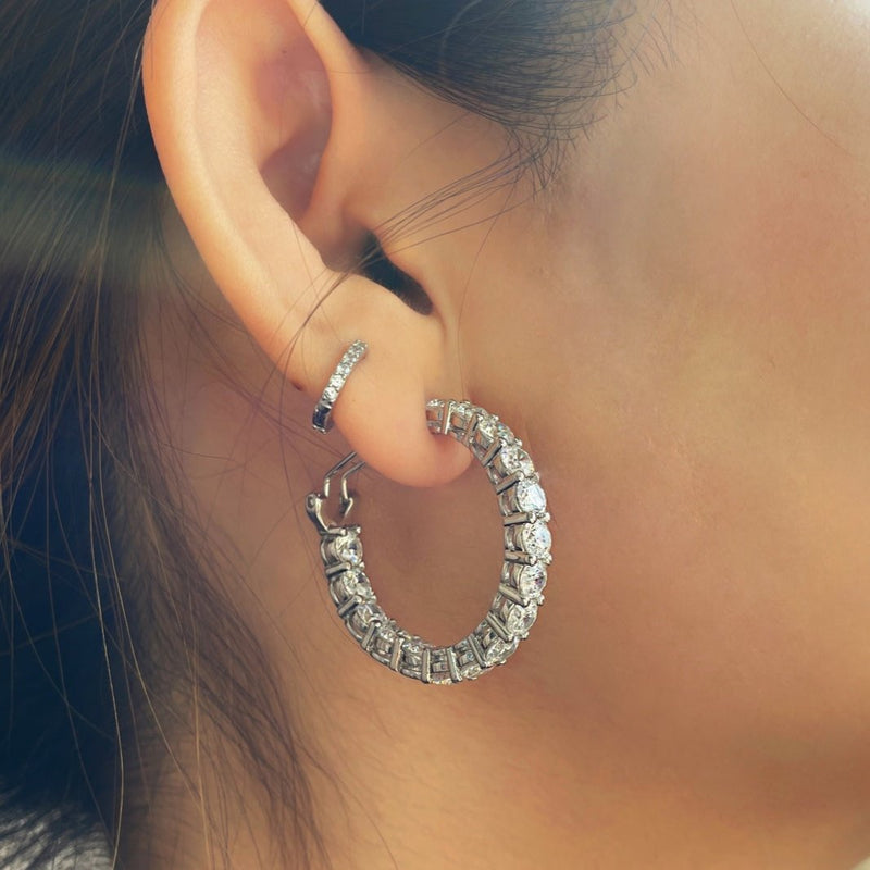 Radiant Hoop Zircon Earrings