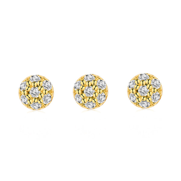 Gold and Silver Zircon Earrings Set