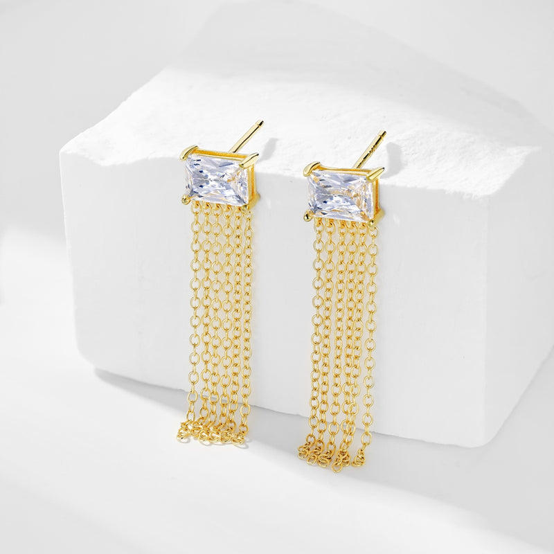 Cascade Chain Zircon Earrings