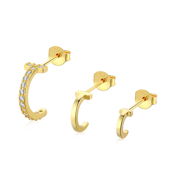 Radiant Crescent Earrings Set