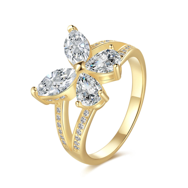 Golden Marquise Blossom Ring