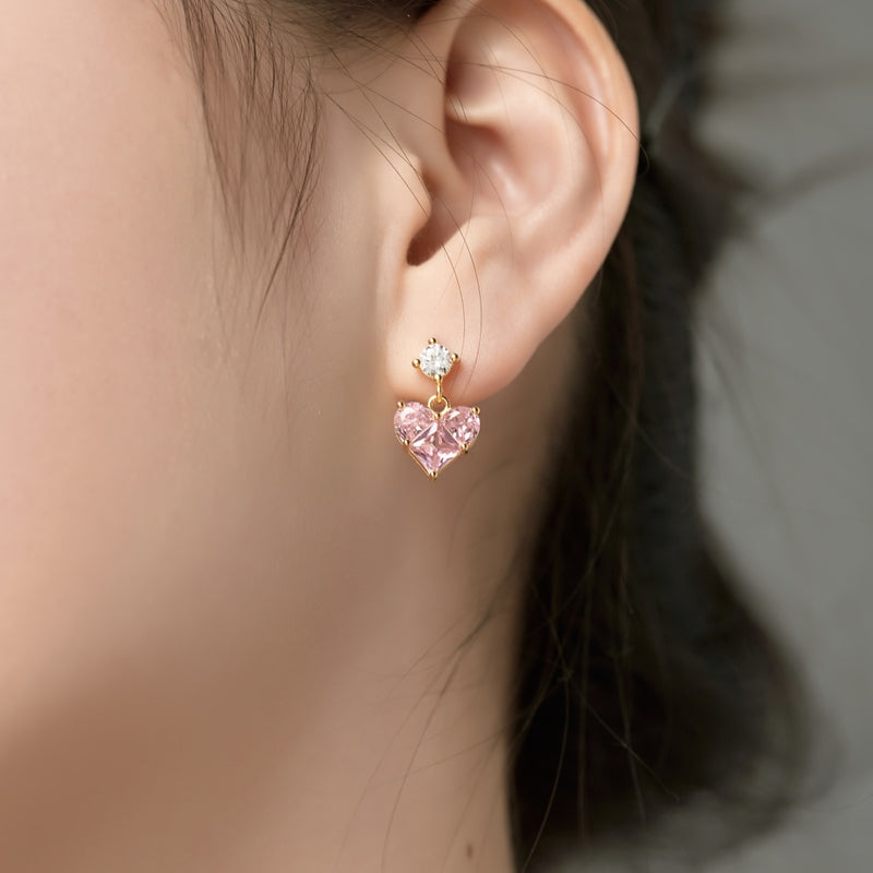 Crystal Heart Drop Earrings