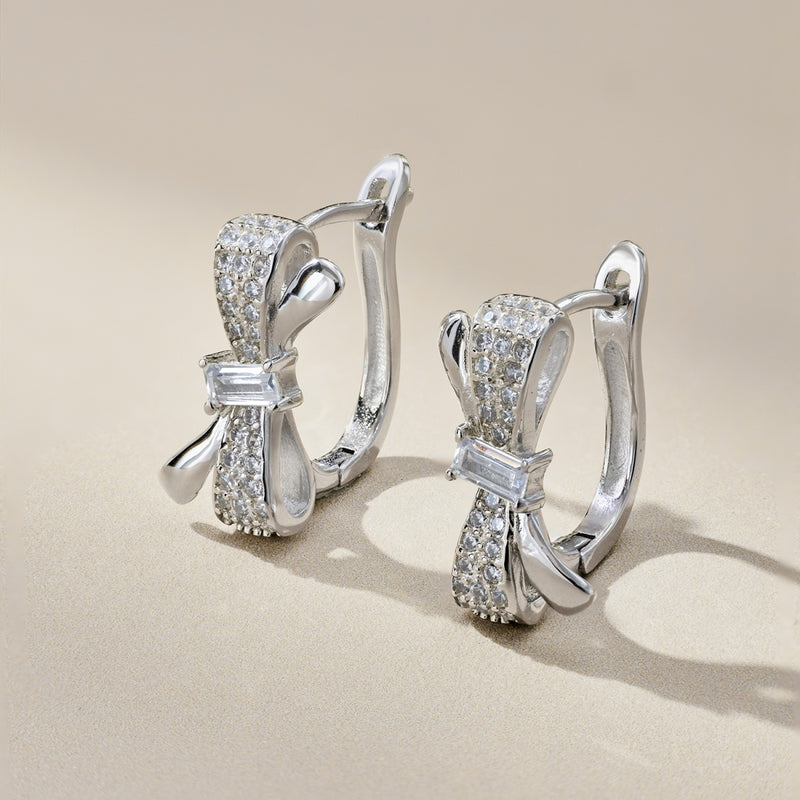 Elegant Bow Zircon Earrings